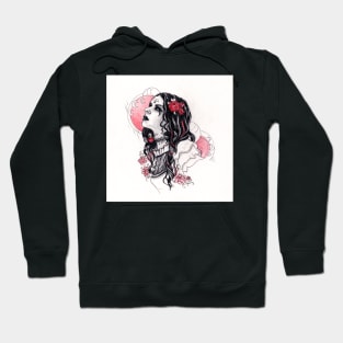 Red Moon and Rose Lady , tattoo inspired Hoodie